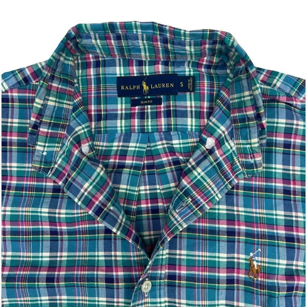 New POLO Ralph Lauren Men US S Multicolor Plaid Shirt Long Sleeve Button Down - Picture 3 of 7